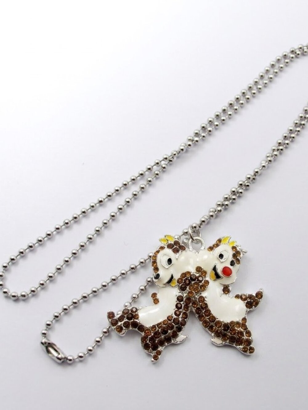 New Rhinestone Chip N' Dale Chipmunks pendant necklace